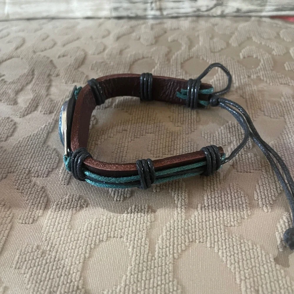 Philadelphia Eagles Leather Bracelet Braided Teal Black Cord NFL Fan Jewelry
